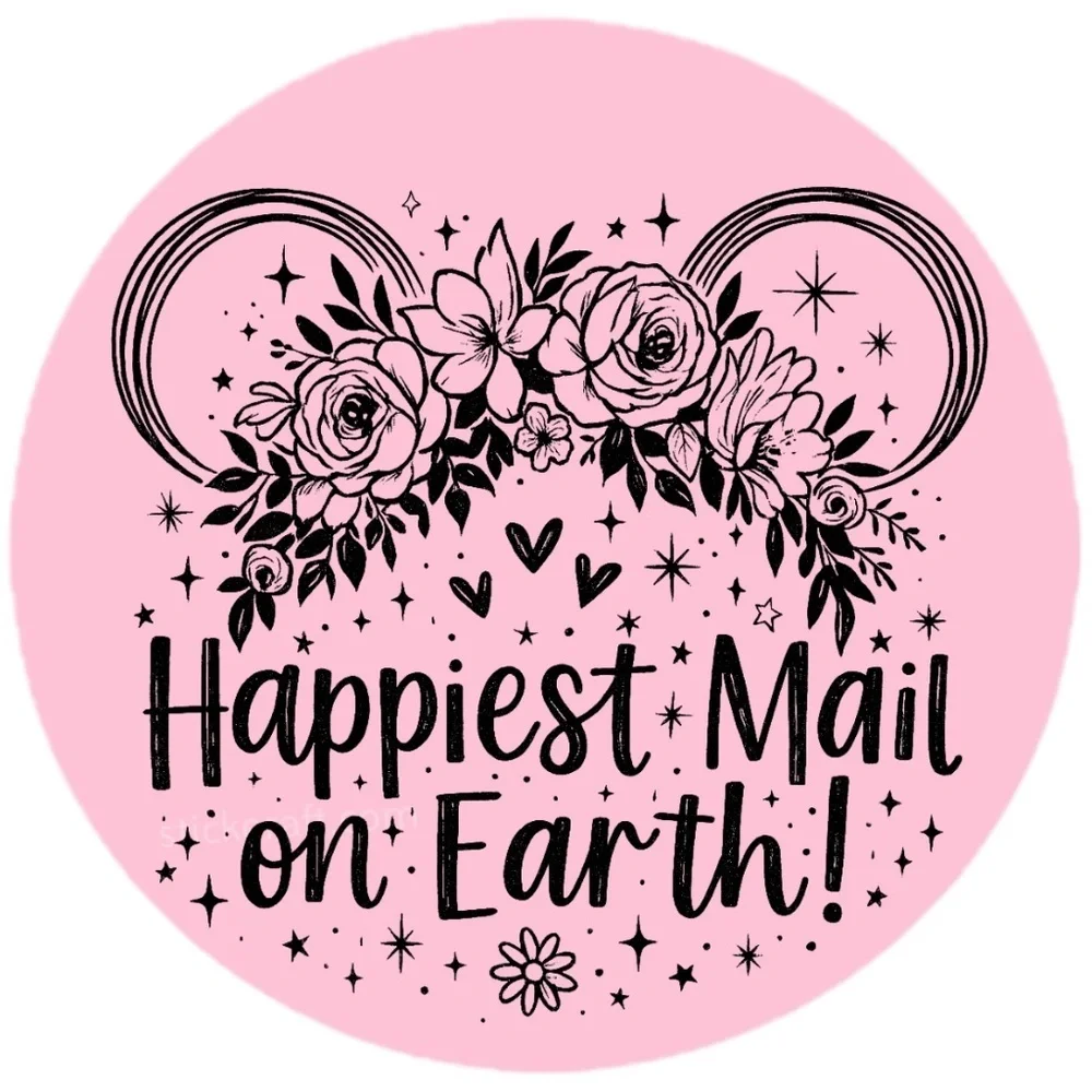 Happiest Mail on Earth Sticker 2” | Cute  DISNEY Label | Small Biz Packaging